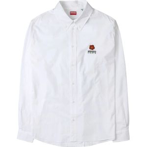 Kenzo, Overhemden, Heren, Wit, L, Katoen, Witte Poplin Iconische Overhemd