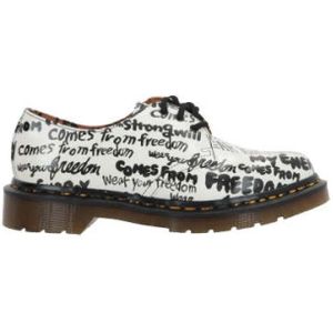 Comme des Garçons, Schoenen, Dames, Veelkleurig, 37 EU, Leer, Witte leren derby schoenen met all-over print