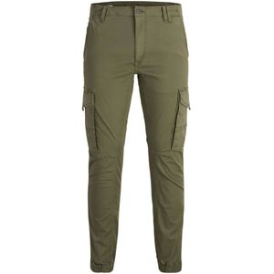 Jack & Jones, Broeken, Heren, Groen, W27 L32, Katoen, Groene Rits Sluiting Effen Broek