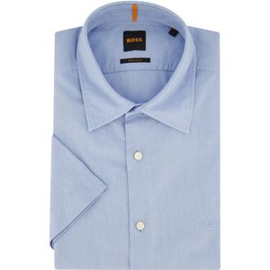 Hugo Boss, Overhemden, Heren, Blauw, XL, Katoen, Casual overhemd korte mouw lichtblauw