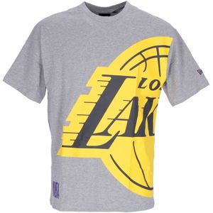 New Era, Tops, Heren, Grijs, XL, Oversized NBA Half Logo Tee