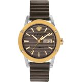 Versace, Theros Automatisch Horloge Bruin Leren Band Bruin, Heren, Maat:ONE Size