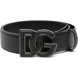 Dolce & Gabbana, Accessoires, Heren, Zwart, 85 CM, Logo Riem Zwart