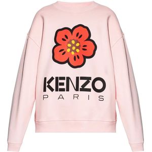 Kenzo, Sweatshirts & Hoodies, Dames, Roze, L, Katoen, Bedrukte sweatshirt