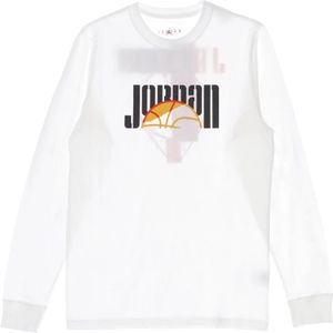 Jordan, Tops, Heren, Wit, L, Katoen, Sport DNA Lange Mouw Crew T-shirt