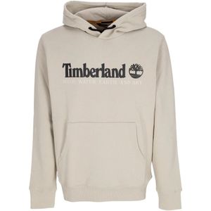 Timberland, Sweatshirts & Hoodies, Heren, Beige, L, Katoen, Hoodie met verstelbare capuchon en voorzak