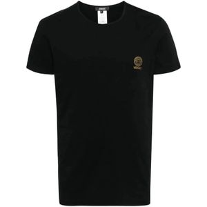 Versace, Zwart T-Shirt/Tank Top Zwart, Heren, Maat:S