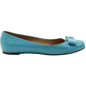 Salvatore Ferragamo Pre-owned, Pre-owned, Dames, Blauw, 37 EU, Leer, Pre-owned Leather flats