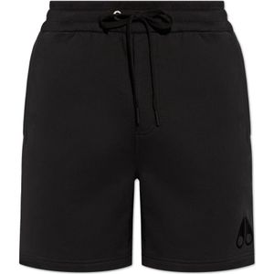 Moose Knuckles, Korte broeken, Heren, Zwart, XL, Katoen, Clyde shorts met logo