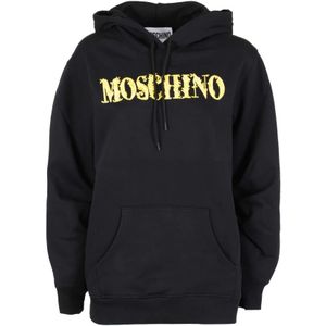 Moschino, Sweatshirts & Hoodies, Dames, Zwart, S, Couture Hoodie - Gotisch Logo Geborduurd