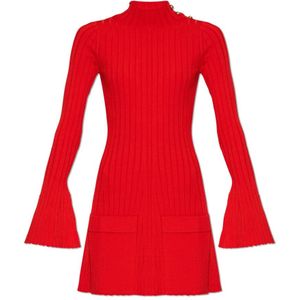 Stella McCartney, Kleedjes, Dames, Rood, XS, Polyester, Jurk met zakken