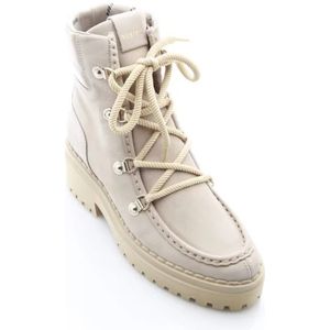 Nubikk, Schoenen, Dames, Beige, 36 EU, Leer, Beige leren enkellaars met chunky zool