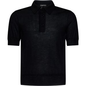 Tom Ford, Luxe Zwarte Polo Shirt voor Heren Zwart, Heren, Maat:M