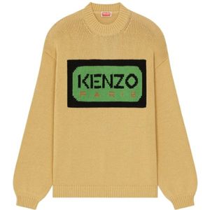 Kenzo, Truien, Heren, Beige, M, Beige Ronde Hals Gebreide Trui voor Heren