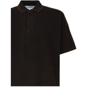 JW Anderson, Tops, Heren, Bruin, L, Katoen, Bruine Polo T-shirt met JW Anchor Logo