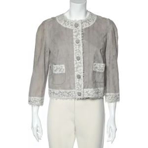 Dolce & Gabbana Pre-owned, Pre-owned, Dames, Beige, M, Suède, Pre-owned Lace outerwear