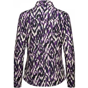 &Co Woman, Blouses & Shirts, Dames, Paars, S, Polyester, Paarse Ikat Print Blouse met Lange Mouwen