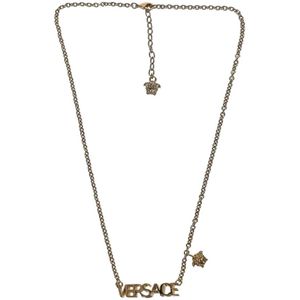 Versace, Gouden Logo Ketting Geel, Heren, Maat:ONE Size