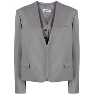 LOW Classic, Grijze Wollen Blazer en Vest Set Grijs, Dames, Maat:S