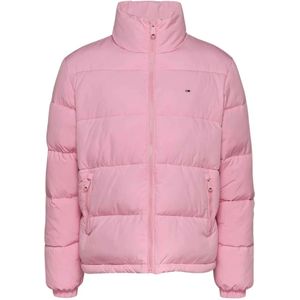 Tommy Hilfiger, Jassen, Dames, Roze, S, Roze Pufferjas Essentiële Stijl