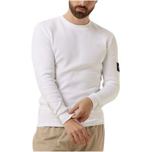 Calvin Klein, Sweatshirts & Hoodies, Heren, Wit, XL, Katoen, Heren Badge Wafel Tee