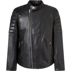 Pepe Jeans, Biker Leren Jas Zwart, Heren, Maat:M