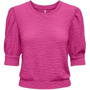 Only, Blouses & Shirts, Dames, Roze, M, Framboos Roze Korte Mouw Top