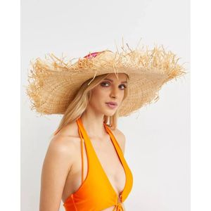 Maison Michel, Accessoires, Dames, Beige, M, Beige Straw Hat Beline