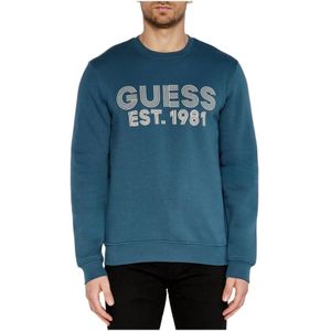 Guess, Sweatshirts & Hoodies, Heren, Blauw, 2Xl, Sweatshirt met ronde hals