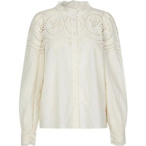 Lollys Laundry, Blouses & Shirts, Dames, Beige, XS, Katoen, Elegante Feminine Blouse met Borduurwerk