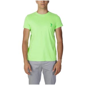 U.s. Polo Assn., Groene effen korte mouw T-shirt Groen, Heren, Maat:L