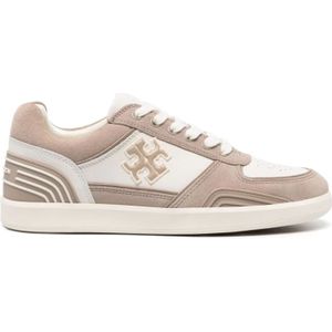 Tory Burch, Schoenen, Dames, Beige, 35 1/2 EU, Suède, Beige Sneakers met Leren en Suède Bovenwerk