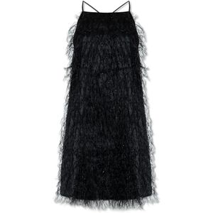 Munthe, Linzie jurk met franjes Zwart, Dames, Maat:S