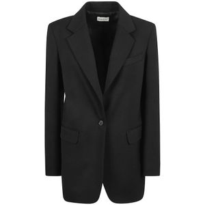 P.a.r.o.s.h., Elegante Zwarte Blazer met Reverskraag Zwart, Dames, Maat:L