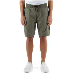 Calvin Klein Jeans, Korte broeken, Heren, Groen, S, Katoen, Cargo Stretch Katoenen Bermuda Shorts