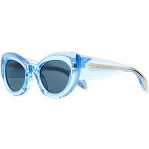 Alexander McQueen, Accessoires, Dames, Blauw, ONE Size, Lichtblauwe Acetaat Curve Zonnebril