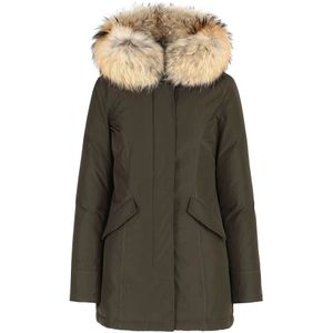 Woolrich, Jassen, Heren, Groen, M, Leer, Winterparka jas