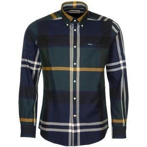 Barbour, Overhemden, Heren, Blauw, M, Leer, Seaweed Tartan Getailleerd Overhemd