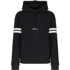 Saint Laurent, Sweatshirts & Hoodies, Dames, Zwart, S, Katoen, Hoodie met logo