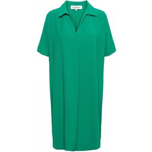 &Co Woman, Kleedjes, Dames, Groen, 2Xl, Polyester, Groene Uitlopende Jurk met Kraag