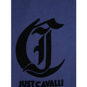 Just Cavalli, Sweatshirts & Hoodies, Heren, Blauw, L, Katoen, Blauwe Sweatshirt Aw 24 Herenmode