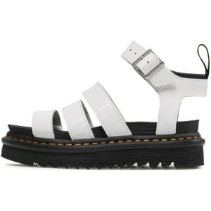 Dr. Martens, Schoenen, Dames, Wit, 37 EU, Leer, Ademende platformsandalen met gewatteerde kraag