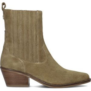 Haboob, Schoenen, Dames, Beige, 40 EU, Leer, Beige Enkellaarsjes met Blokhak