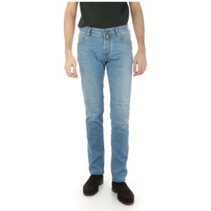 Jacob Cohën, Jeans, Heren, Blauw, W40, Katoen, 717D 7 Zak Stijlvolle Jeans