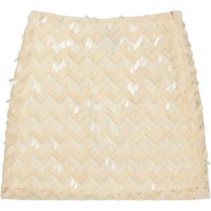 Munthe, Mooie Pailletten Rok Beige, Dames, Maat:M