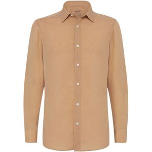 Boggi Milano, Regular Fit Tencel Linnen Overhemd Oranje, Heren, Maat:3XL