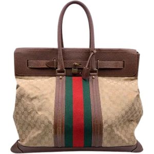Gucci Vintage, Pre-owned, Dames, Veelkleurig, ONE Size, Leer, Pre-owned Canvas travel-bags