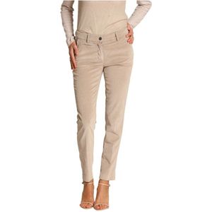 Mason's, Broeken, Dames, Beige, M, Fluweel Corduroy Slim Fit Chino Broek