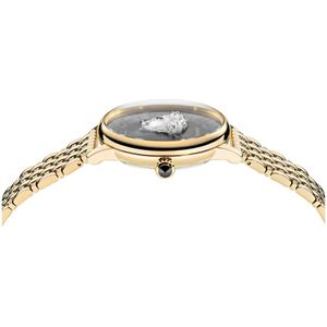 Versace, Accessoires, Dames, Zwart, ONE Size, Medusa Alchemy Gouden Quartz Horloge