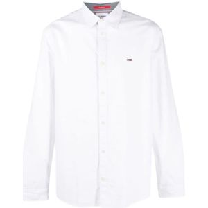 Tommy Jeans, Overhemden, Heren, Wit, XS, Katoen, Klassiek Oxford Overhemd